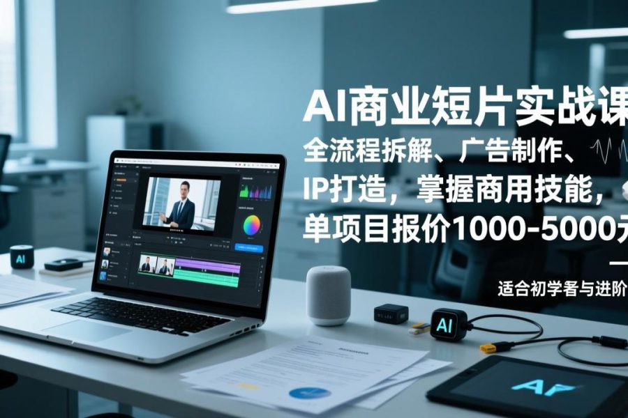 AI商业短片实战课，全流程拆解、广告制作、IP打造，掌握商用技能，单项目报价1000-5000元