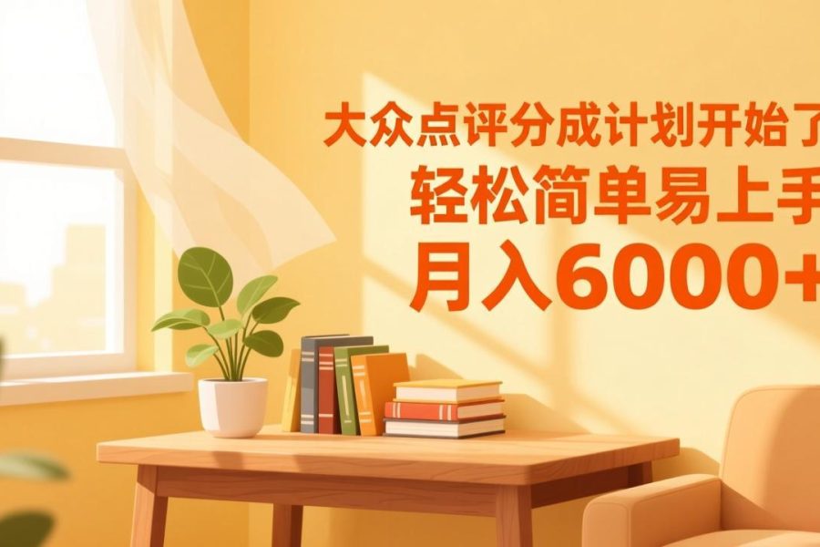 大众点评分成计划开始了，轻松简单易上手，月入6000+