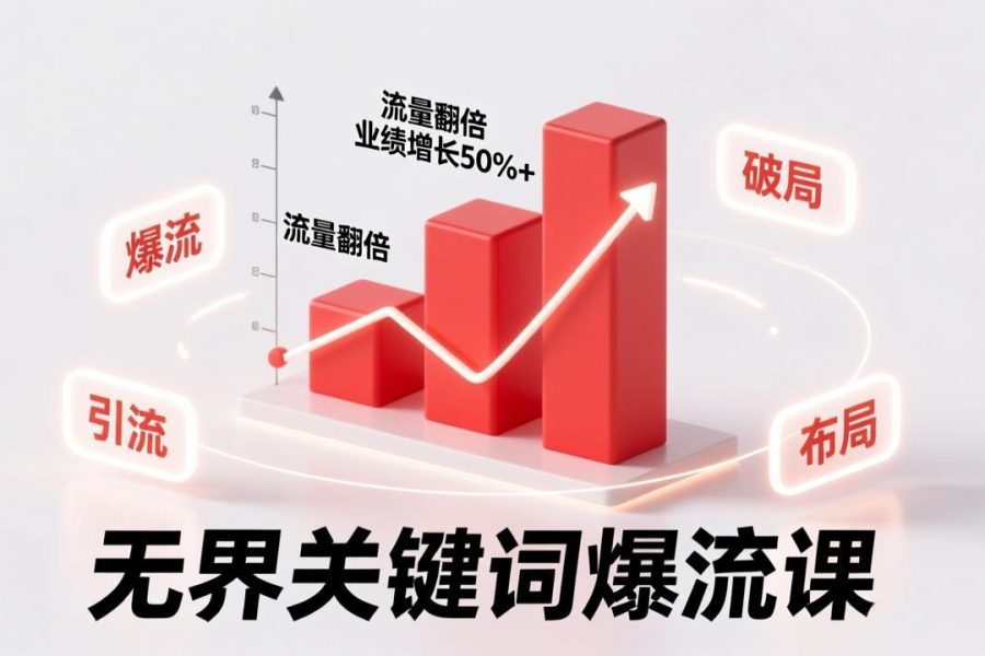无界关键词爆流课，破局布局逻辑、阶段精准引流，实现流量翻倍，店铺业绩增长50%+。
