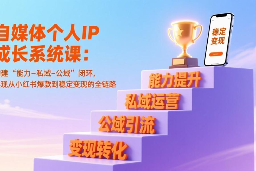 自媒体个人IP成长系统课：构建“能力-私域-公域”闭环，实现从小红书爆款到稳定变现的全链路