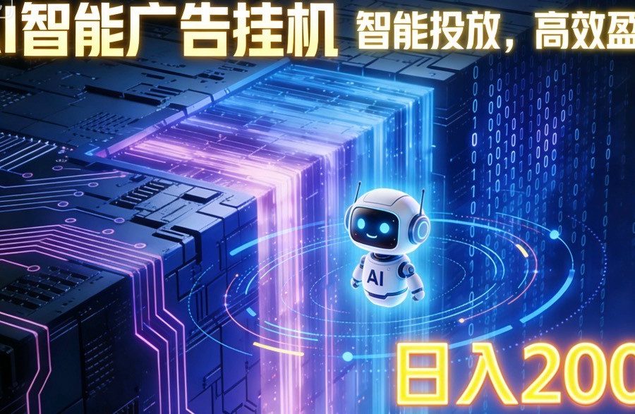 ai智能广告挂机项目，合规挂载广告即可赚取收益，单日收益可达400～500+