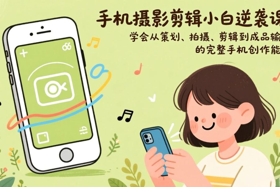 手机摄影剪辑小白逆袭课：学会从策划、拍摄、剪辑到成品输出的完整手机创作能力