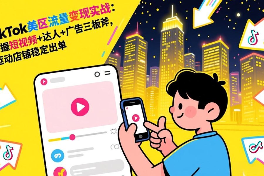 TikTok美区流量变现实战：掌握短视频+达人+广告三板斧，驱动店铺稳定出单