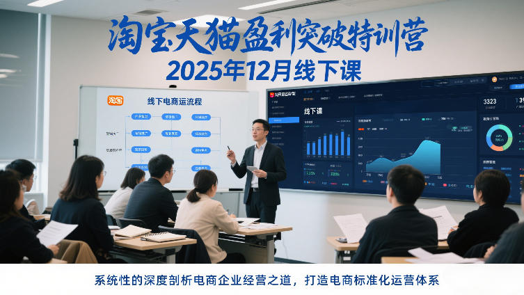 淘宝天猫盈利突破特训营25年12月线下课，系统性的深度剖析电商企业经营之道，打造电商标准化运营体系