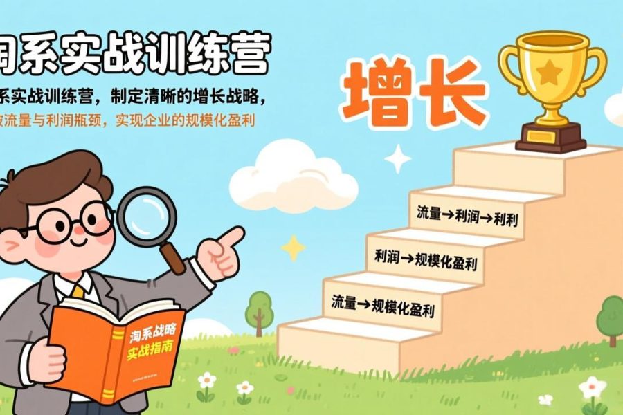 淘系实战训练营，制定清晰的增长战略，突破流量与利润瓶颈，实现企业的规模化盈利