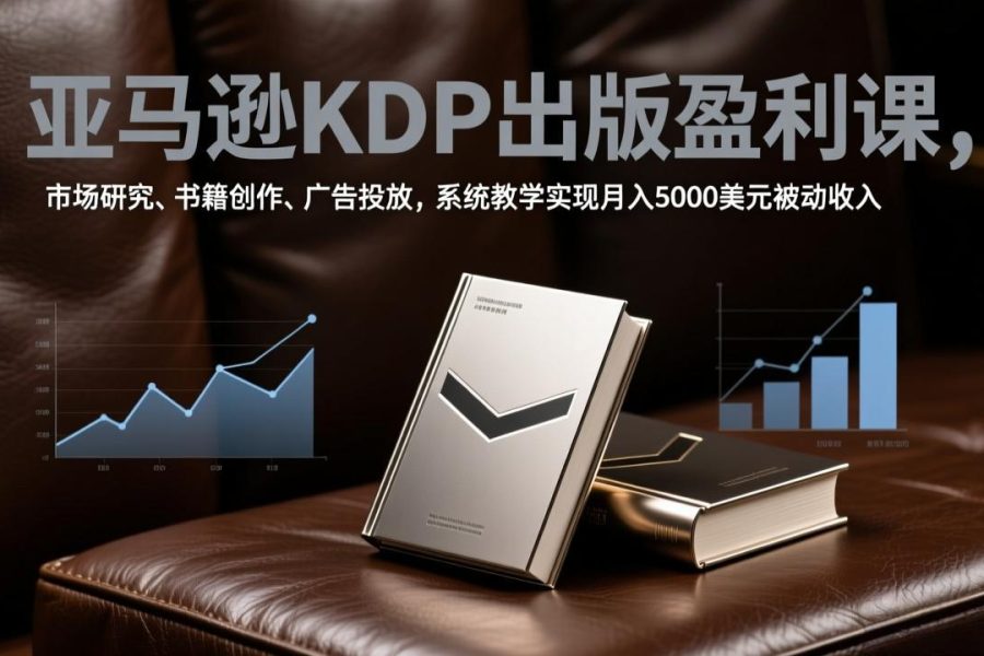 亚马逊KDP出版盈利课，市场研究、书籍创作、广告投放，系统教学实现月入5000美元被动收入