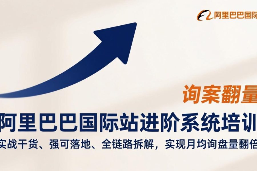 阿里巴巴国际站进阶系统培训，实战干货、强可落地、全链路拆解，实现月均询盘量翻倍