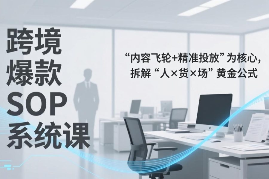 跨境爆款SOP系统课，“内容飞轮+精准投放”为核心，拆解“人×货×场”黄金公式