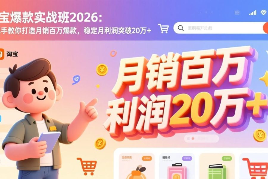 淘宝爆款实战班-2026年3月更新：手把手教你打造月销百万爆款，稳定月利润突破20万+