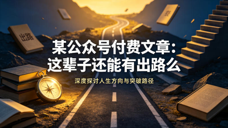某公众号付费文章：这辈子还能有出路么-创课坊