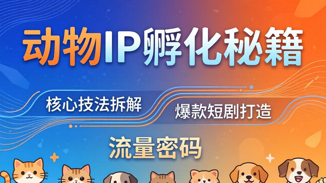 动物IP孵化全套秘籍，三大核心技法拆解，打造爆款萌宠短剧，轻松拿捏赛道流量密码-创课坊