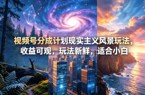 视频号分成计划现实主义风景玩法，收益可观，玩法新鲜，适合小白-创课坊