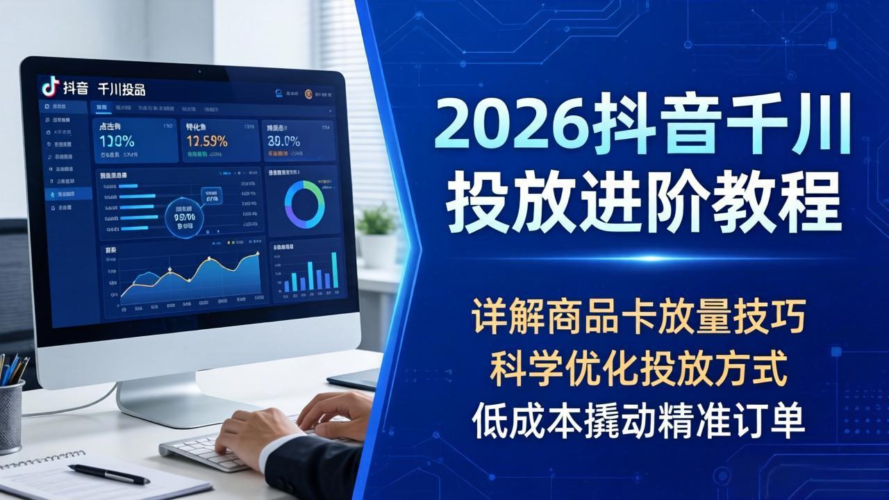 2026抖音千川投放进阶教程，详解商品卡放量技巧，科学优化投放方式，低成本撬动精准订单-创课坊