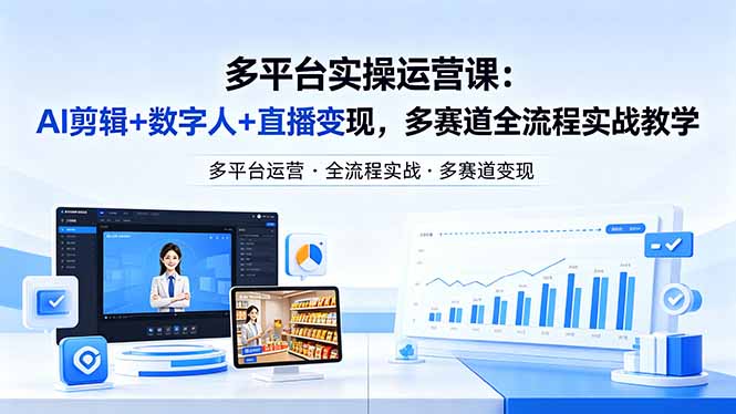 某团队多平台实操运营课-更新26年4月29：AI剪辑+数字人+直播变现，多赛道全流程实战教学-创课坊