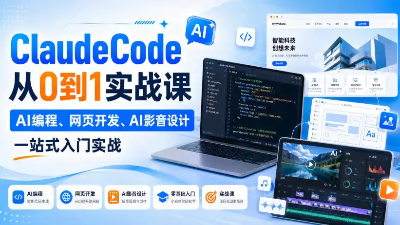 ClaudeCode从0到1实战课，AI编程、网页开发、AI影音设计一站式入门实战
