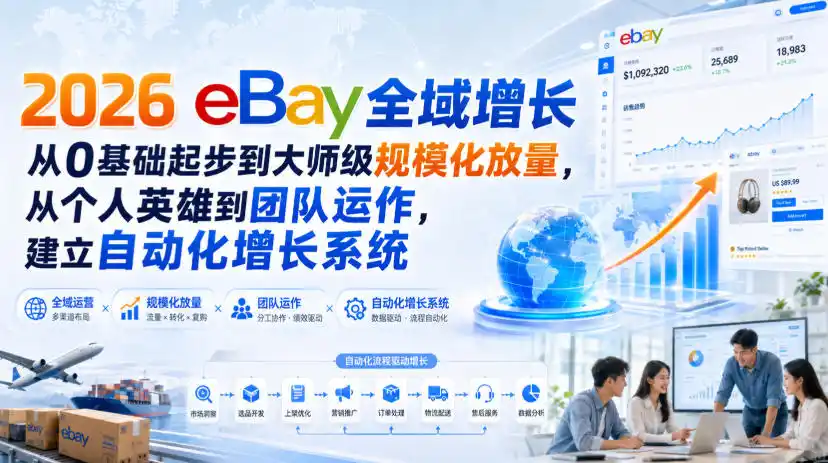 2026 eBay全域增长，从0基础起步到大师级规模化放量，从个人英雄到团队运作，建立自动化增长系统-创课坊