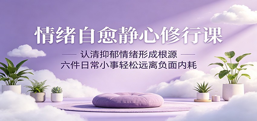 情绪自愈静心修行课：认清抑郁情绪形成根源，六件日常小事轻松远离负面内耗-创课坊