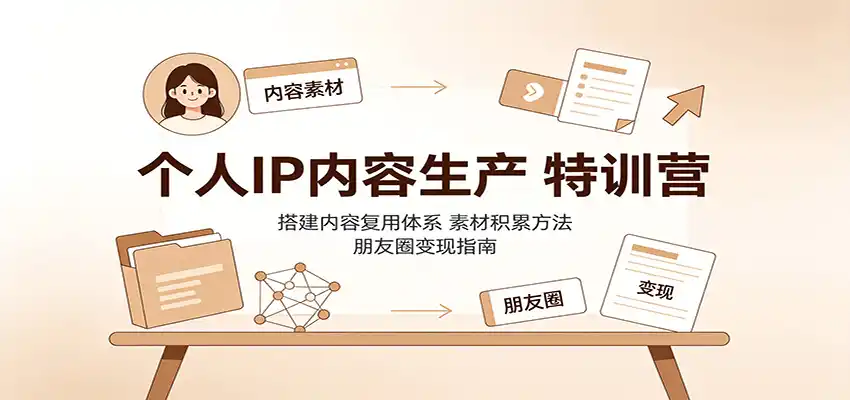 个人IP内容生产特训营：搭建内容复用体系，素材积累方法，朋友圈变现指南-创课坊