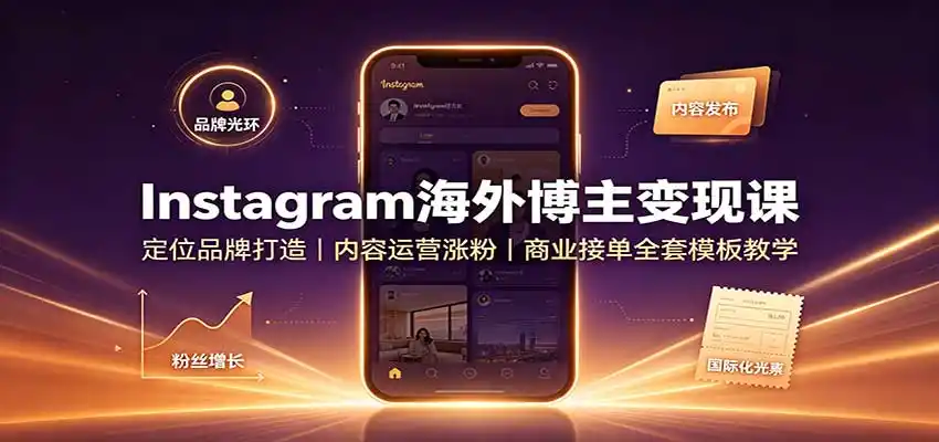 Instagram海外博主变现课：定位品牌打造，内容运营涨粉，商业接单全套模板教学-创课坊