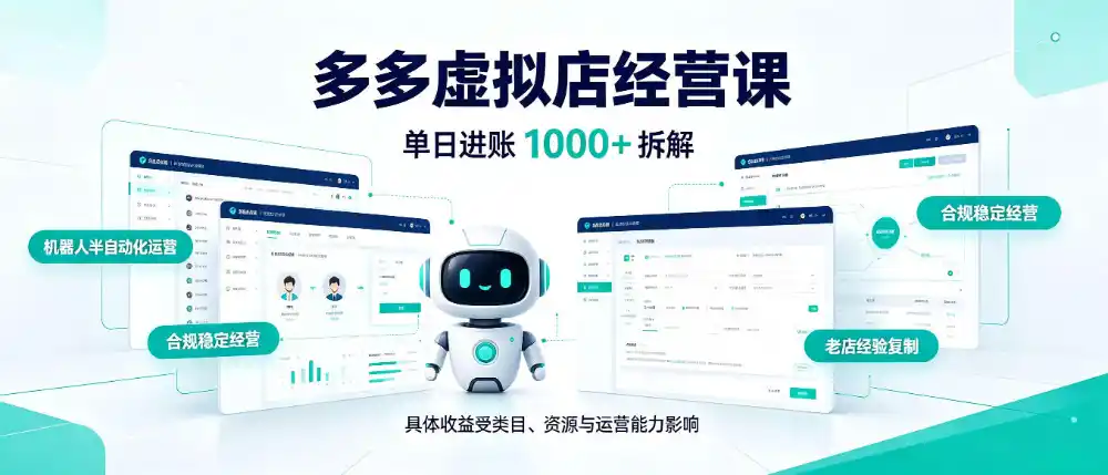 日入(因人而异,不承诺收益)1000+的拼多多虚拟小店,AI+机器人实现半自动店铺,新人轻松上手【揭秘】