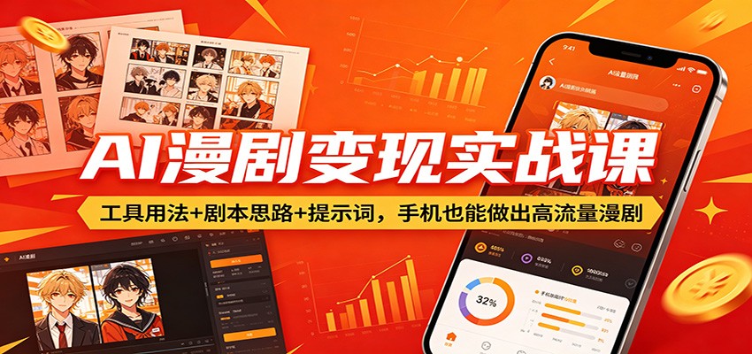 AI漫剧变现实战课：工具用法+剧本思路+提示词，手机也能做出高流量漫剧-创课坊