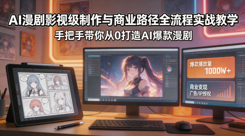 AI漫剧影视级制作与商业路径全流程实战教学，手带你从0打造AI爆款漫剧-创课坊