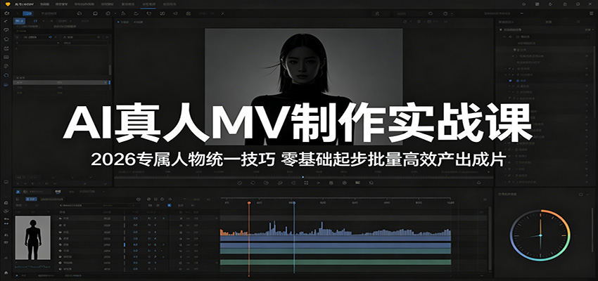 AI真人MV制作实战课：2026专属人物统一技巧，零基础起步批量高效产出成片-创课坊