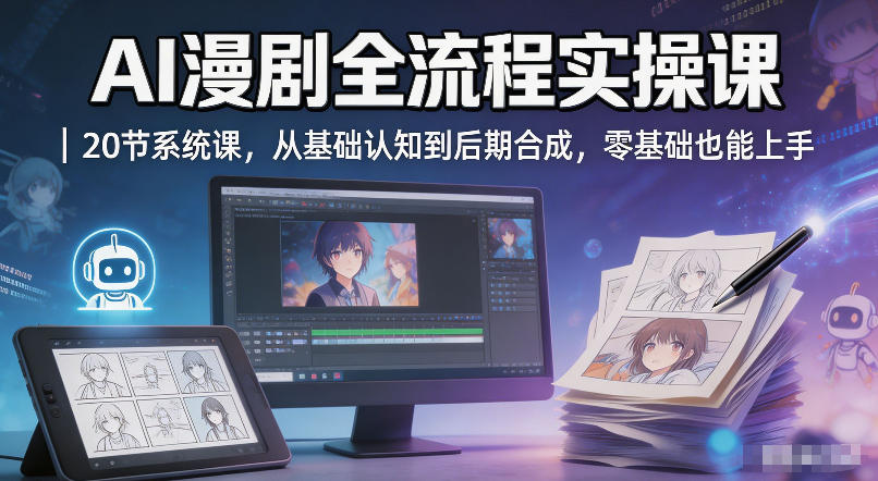 AI漫剧全流程实操课｜20节系统课，从基础认知到后期合成，零基础也能上手-创课坊