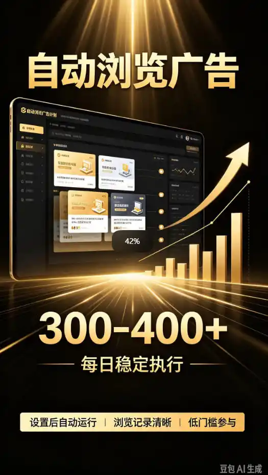 自动浏览广告计划,0门槛副业,日入(因人而异,不承诺收益)300-400,躺賺稳定风口项目,无需人工操作,解放双手【揭秘】