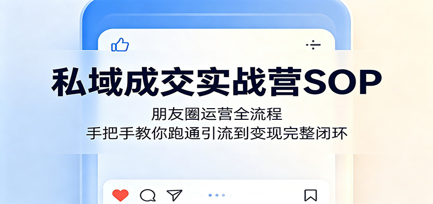 私域成交实战营SOP：朋友圈运营全流程，手把手教你跑通引流到变现完整闭环-创课坊