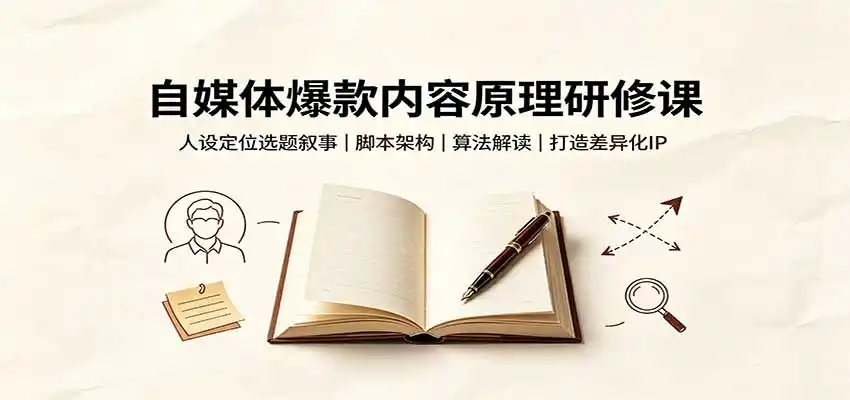 自媒体爆款内容原理研修课：人设定位选题叙事，脚本架构，算法解读打造差异化IP-创课坊