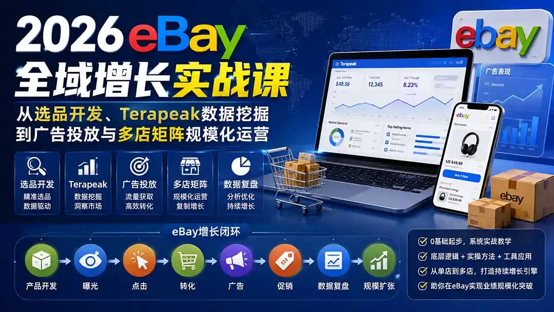 2026-Vincent eBay全域增长实战课-无水印：从选品开发、Terapeak数据挖掘到广告投放与多店矩阵规模化运营-创课坊