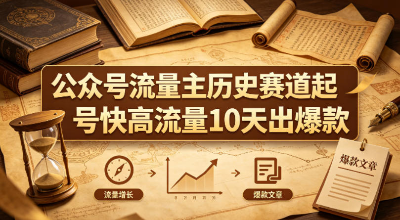 公众号流量主之历史赛道，起号快+高流量，10天就能出爆款！-创课坊