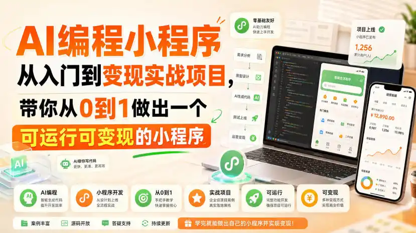 AI编程小程序从入门到变现实战项目，带你从0到1做出一个可运行可变现的小程序-创课坊