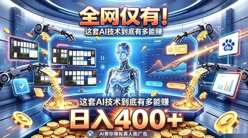 全网仅有!这套AI技术到底有多能賺,日入(因人而异,不承诺收益)400+,无需人工干预,实现真正被动变现【揭秘】