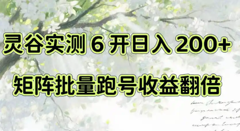 一台电脑就能做!灵谷实测6开日入(因人而异,不承诺收益)200+,矩阵批量跑号收益(因人而异,不承诺收益)翻倍【揭秘】