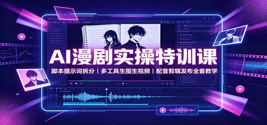 AI漫剧实操特训课：脚本提示词拆分，多工具生图生视频，配音剪辑发布全套教学-创课坊