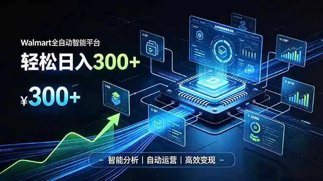 Walmart全自动智能平台，轻松日入300+一站式跨境智能运营工具。无需复杂实操