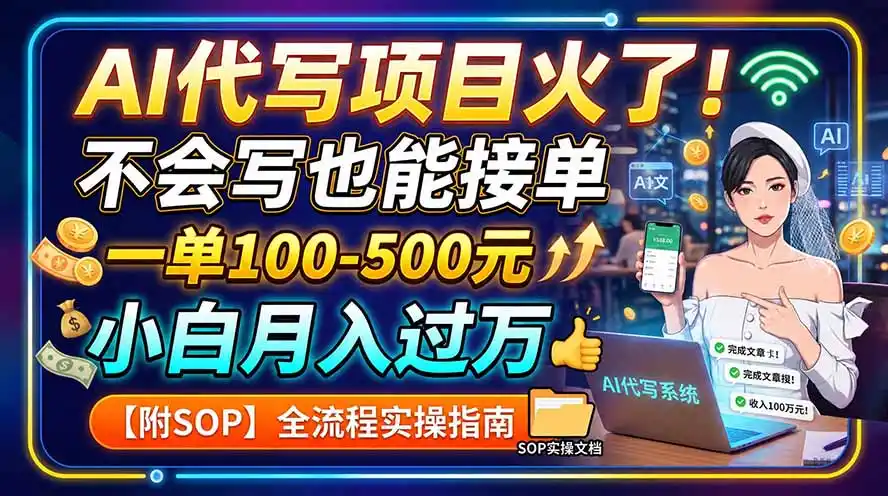 AI代写项目火了！不会写也能接单，一单100-500元，小白月入（因人而异，不承诺收益）过万【附SOP】-创课坊