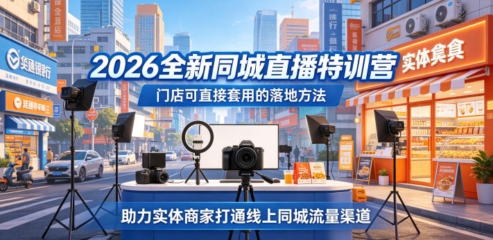 2026全新同城直播特训营，门店可直接套用的落地方法，助力实体商家打通线上同城流量渠道-创课坊