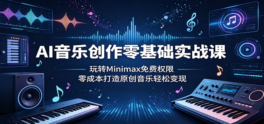 AI音乐创作零基础实战课：玩转Minimax免费权限，零成本打造原创音乐轻松变现-创课坊