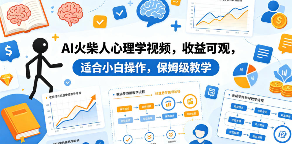 AI火柴人心理学视频，收益可观，适合小白操作，保姆级教学-创课坊