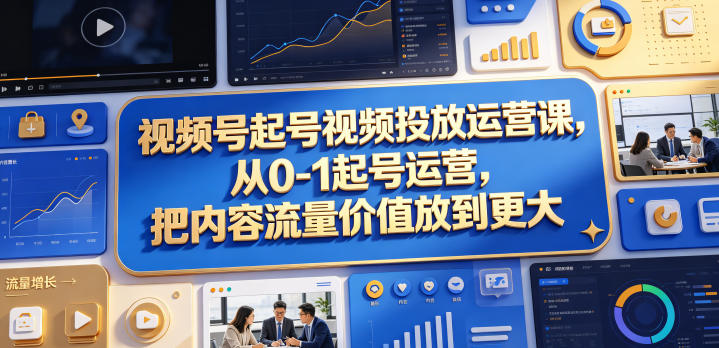 视频号起号视频投放运营课，从0-1起号运营，把内容流量价值放到更大-创课坊