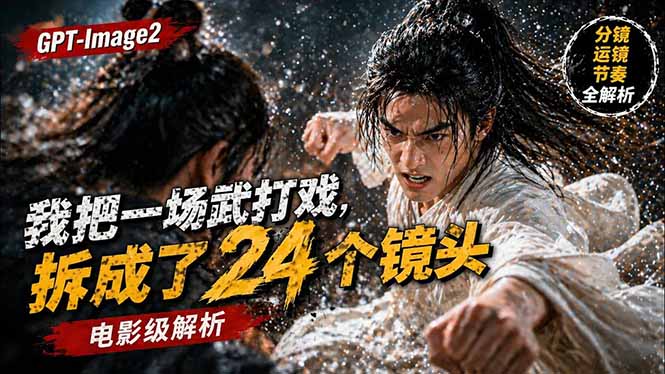 用GPT-Image2，把一段武打对决拆成24个连续镜头，从人物建立、动作衔接、运镜节奏，到情绪爆发-创课坊