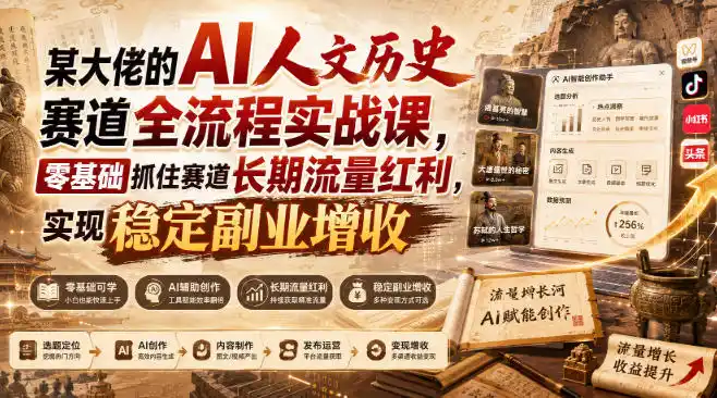 某大佬的AI人文历史赛道全流程实战课，零基础抓住赛道长期流量红利，实现稳定副业增收-创课坊