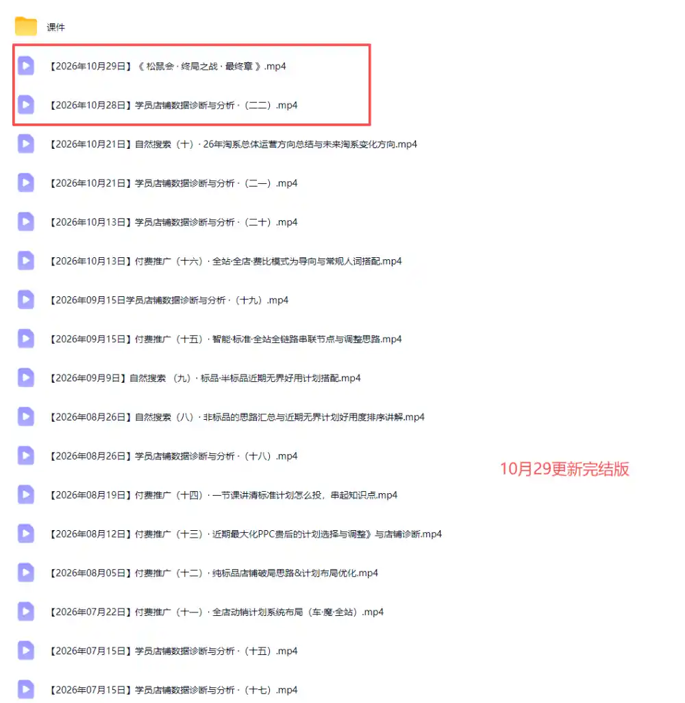 2026淘宝电商终局之战VIP课-更新1029：自然搜索+直通车+无界+精准人群，系统掌握测款动销与全店推广布局方法