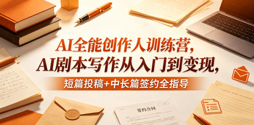 AI全能创作人训练营，AI剧本写作从入门到变现，短篇投稿+中长篇签约全指导-创课坊