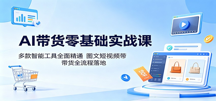 AI带货零基础实战课：多款智能工具全面精通，图文短视频带货全流程落地-创课坊