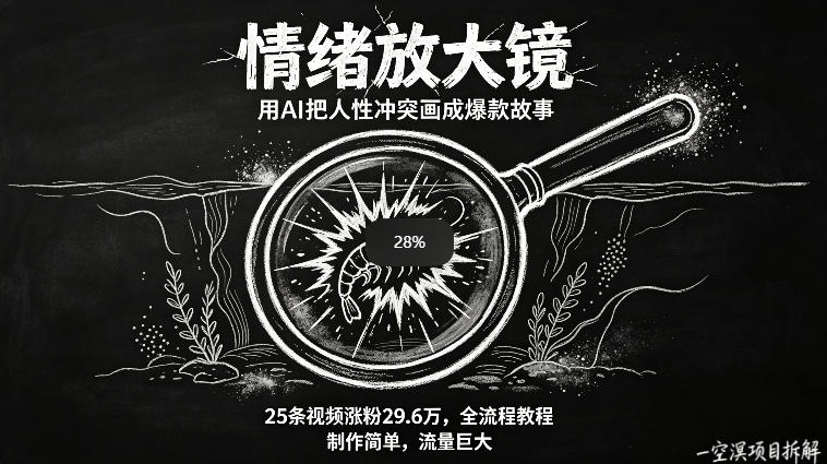 AI制作“情绪放大镜“视频，25条视频涨粉29.6W粉，流量巨大，制作简单，全流程教程-创课坊