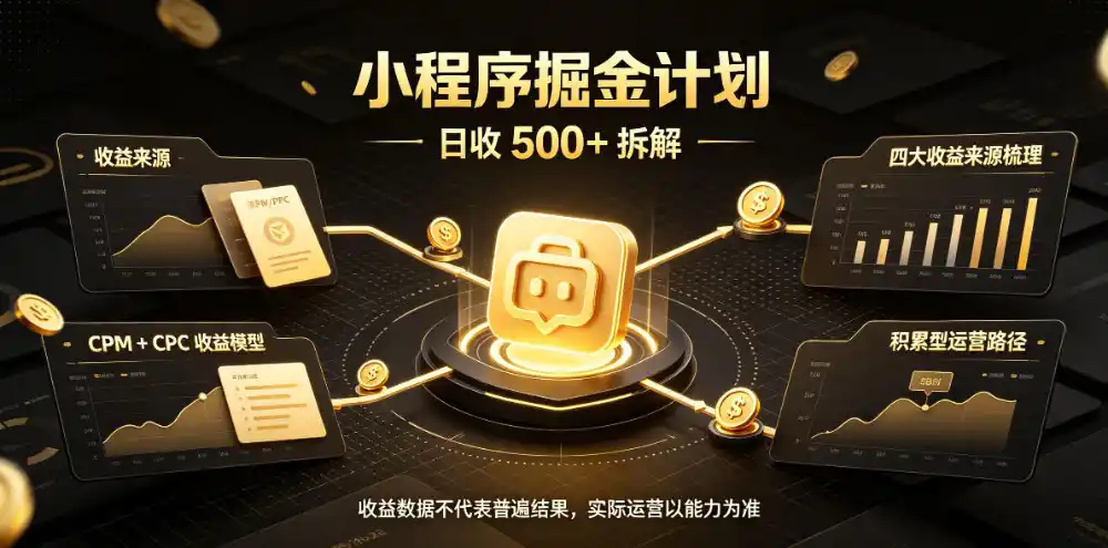 小程序推广计划，日收500+，腾讯官方打款，客户留存率高，收益（因人而异，不承诺收益）长期稳定【揭秘】